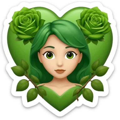 Green Heart with green roses  sticker