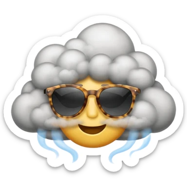 emoji with sunglasses exhaling smoke cloud sticker