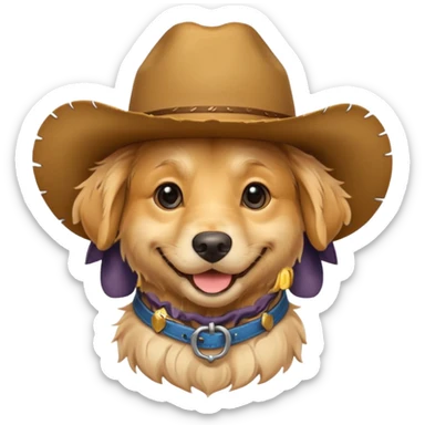 Dog in cowboy hat smiling sticker
