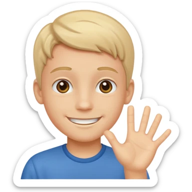 generate emoji of boy saying hii in normal skintone or bright skin tone sticker