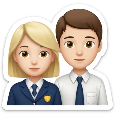 students in school uniforms girl and boy sticker