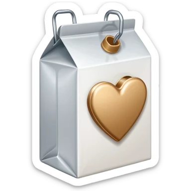 one milk paper clip and on top of the paper clip a brown heart sticker