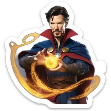 Doctor Strange, casting a spell in hyper-realistic style. sticker