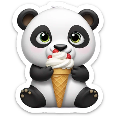 Panda eating ice cream sticker