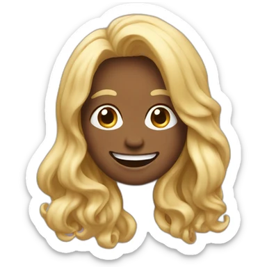 Smiling poo with long blonde hair sticker