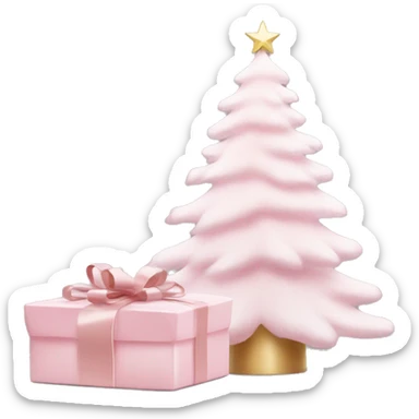 Light pink Christmas gifts under a white Christmas tree  sticker