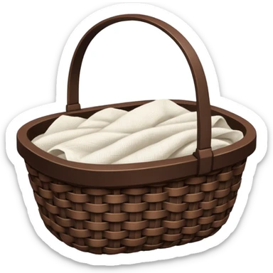 A woven dark Brown basket with fresh washed linen sticker