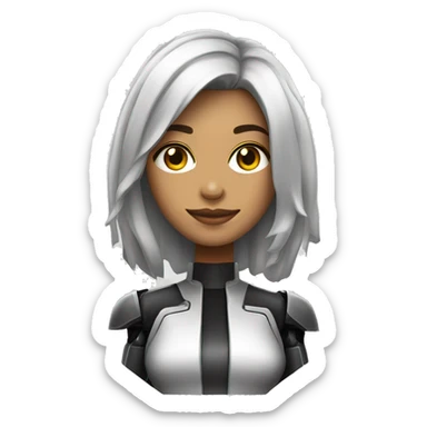 mulher branca com cabelo preto com mecha loira sticker