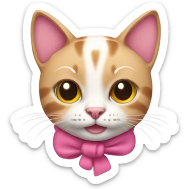 Cat with pink bown sticker