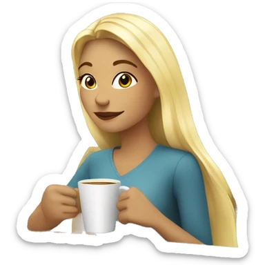 blonde girl drinking coffee in a cafe  sticker