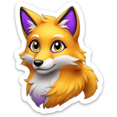 purple yellow fox furry green eyes sticker