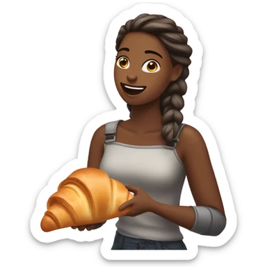 girl eating croissant sticker