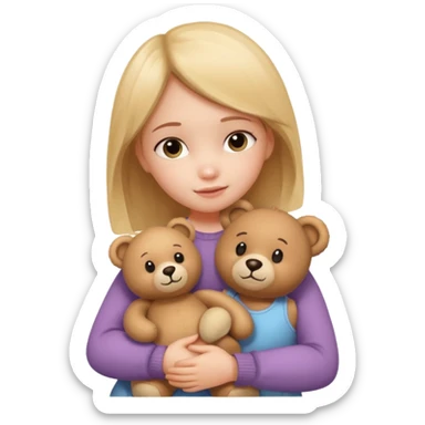 Little girl – hugging a teddy bear.
 sticker