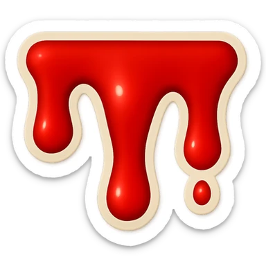 Render dripping blood in retro sticker style with fewer, wider, and shorter blood drips. Keep the background transparent. Use the attached image as a starting point. sticker
