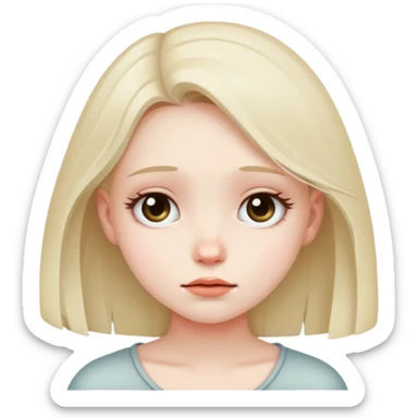 shy girl with downcast eyes sticker