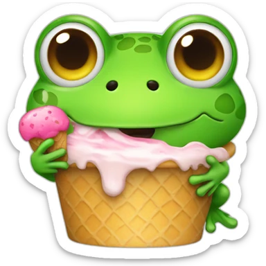 Frog with Icecream sticker