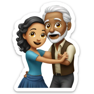 Bachata dance of old man with girl sticker