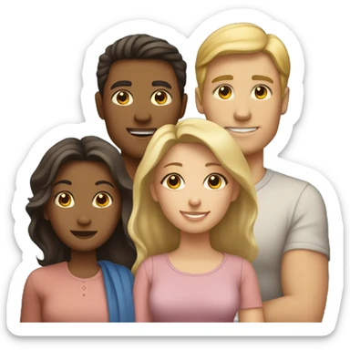 blonde mom, brunette dad, one son, one daughte sticker