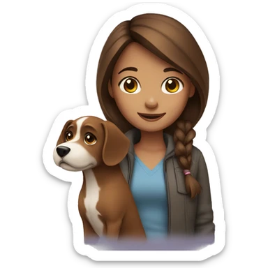 Brown hair girl with a dog sticker