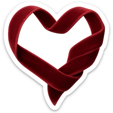 heart with a soft velvet ribbon sticker