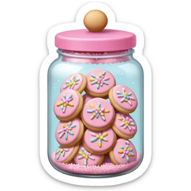 pastel pink christmas cookies in jar with pink lid  sticker