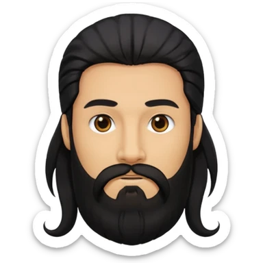 A man with long black hair, black eyes and long black beard sticker