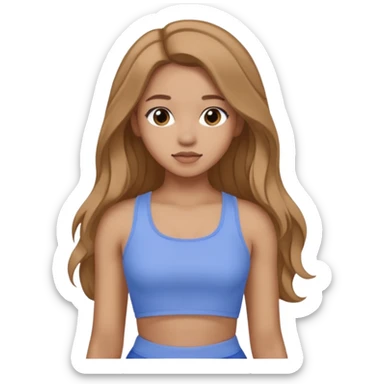 GloomyKassie with long light brown hair, periwinkle crop top sticker