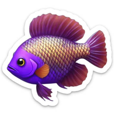 Purple peacock fish sticker