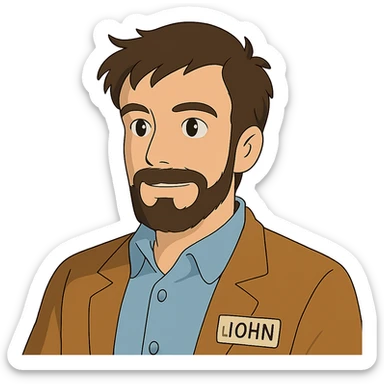 portrait of a man named John in ghibli style sticker