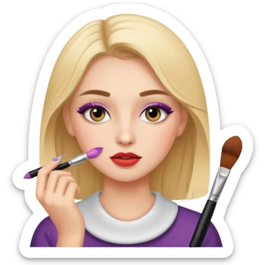 Girl putting makeup sticker