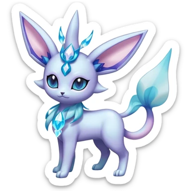 Shiny Cool Sparkly Cute Ethereal Espeon-Glaceon-Sylveon-Vaporeon-Fakemon-hybrid-fusion- full body sticker