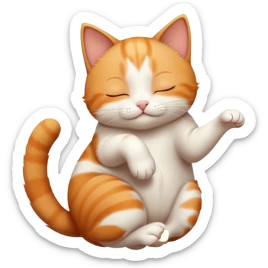 ginger and white small cat in funny positions upside down with eyes closed sticker