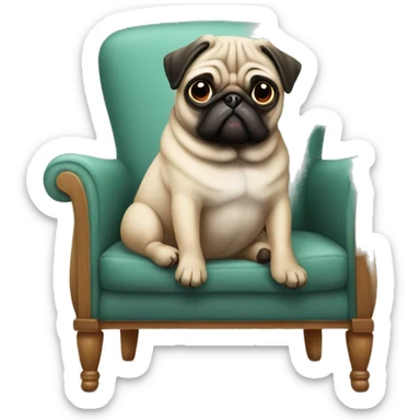 Pug sitting in chair  sticker