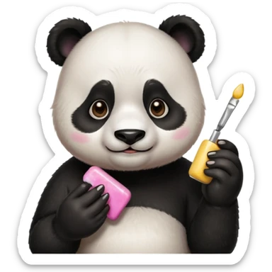 A cute panda emoji painting nails sticker