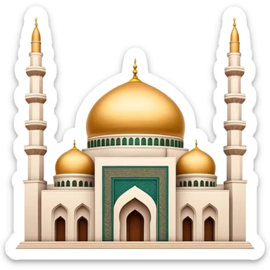 Cinematic Realistic Mohammad Al-Amin Mosque Landmark Emoji, showcasing the intricate architecture of the mosque rendered with rich textures and majestic, soft lighting. sticker