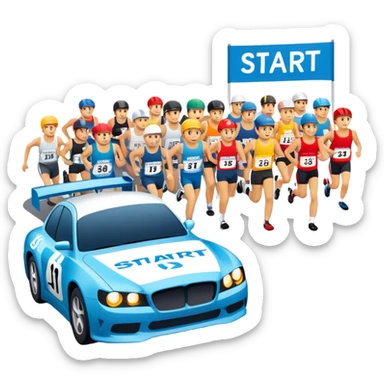 start line at race with banner saying start sticker