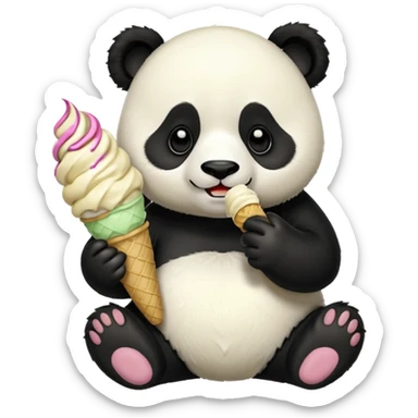 Panda eating ice cream sticker
