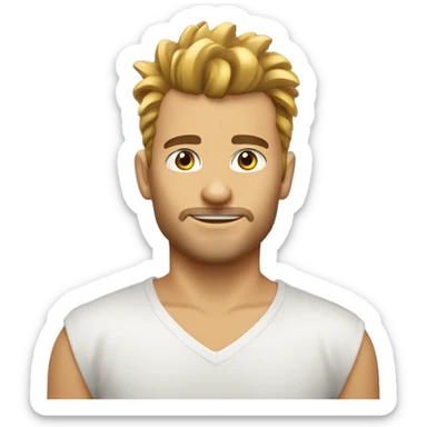 European, golden Mohawk hairstyle, stubble, man, young adult. sticker