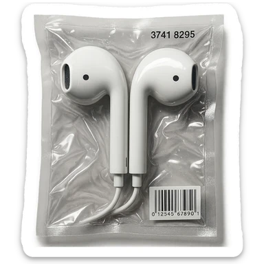 white EarPods headphones, glossy and puffy sticker