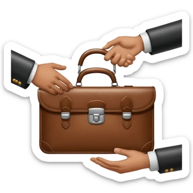 briefcase and a handshake, representing business acquisition, no text sticker