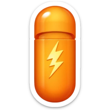 orange pill with a spark on it  sticker