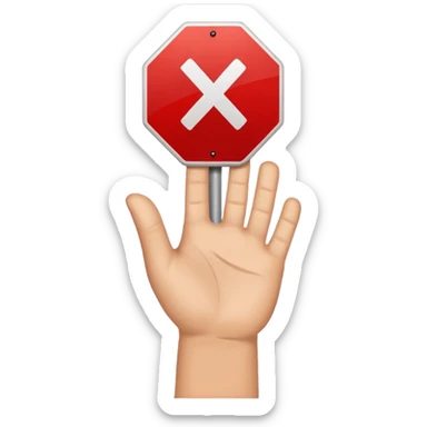 Hand NO,STOP,X sign sticker