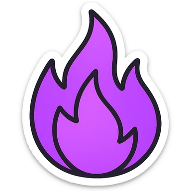 vibrant purple gradient flame, glowing effect sticker