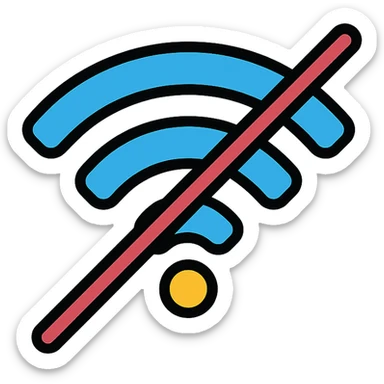 modern wifi symbol icon with a slash through it sticker