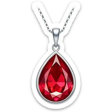 close-up of a ruby's fiery core in a teardrop pendant, glowing intensely sticker