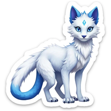 Kawaii dark vibrant edgy fantasy ethereal feline-vernid-sergal-fursona animal creature with a tufted tail full body sticker