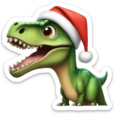 dinosaur with santa hat sticker