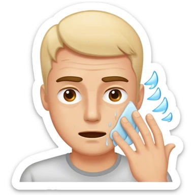 Guy fanning his face overheating sticker