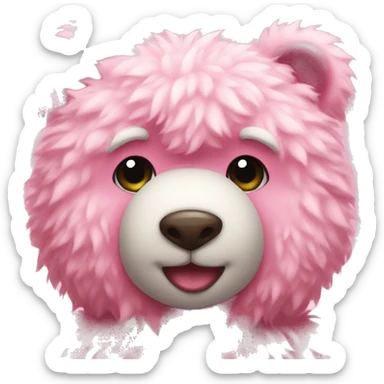 Pink fluffy teddybear cute sticker