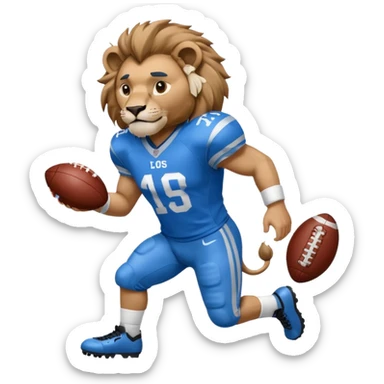 full blue color lion, wearing american football jersey sticker